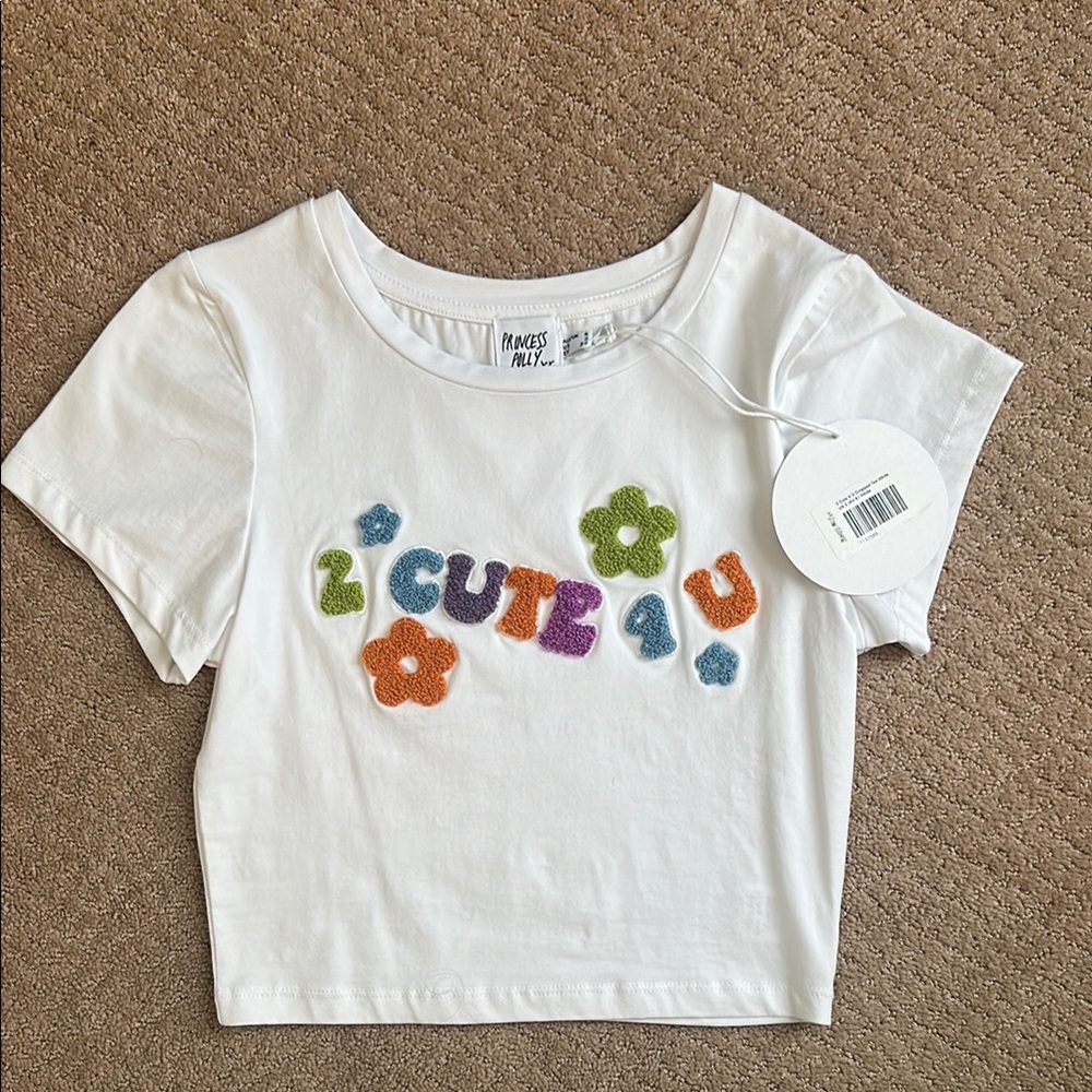 Princess Polly White and Orange Short Sleeve Tee